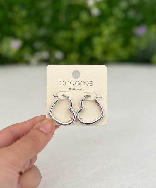 Mini Heart Hoops -Silver